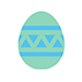 Green easter egg with light blue marks