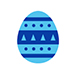 Blue easter egg with dark blue marks