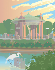 Pagoda Circle in Forest Park Pagoda Circle in Forest Park, illustration by Janet Muhm