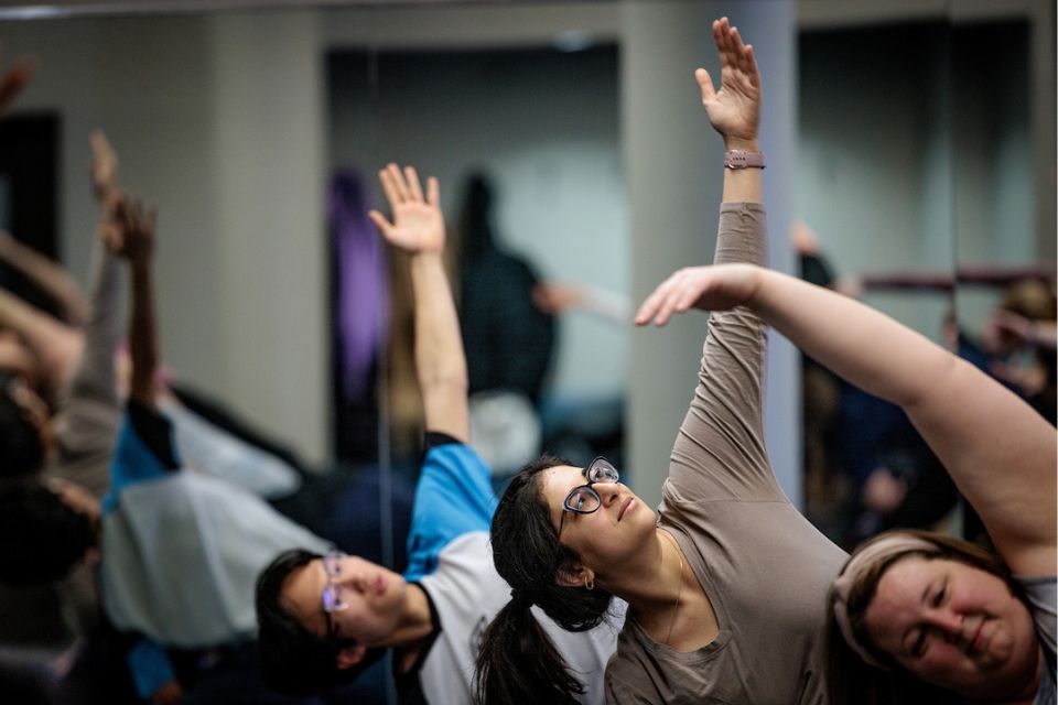 Students in yoga class