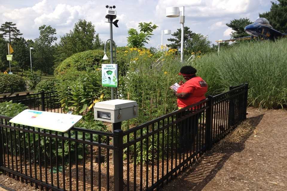 A person inside the Science Center Ozone Garden